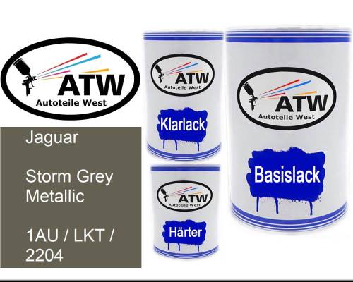 Jaguar, Storm Grey Metallic, 1AU / LKT / 2204: 500ml Lackdose + 500ml Klarlack + 250ml Härter - Set, von ATW Autoteile West.